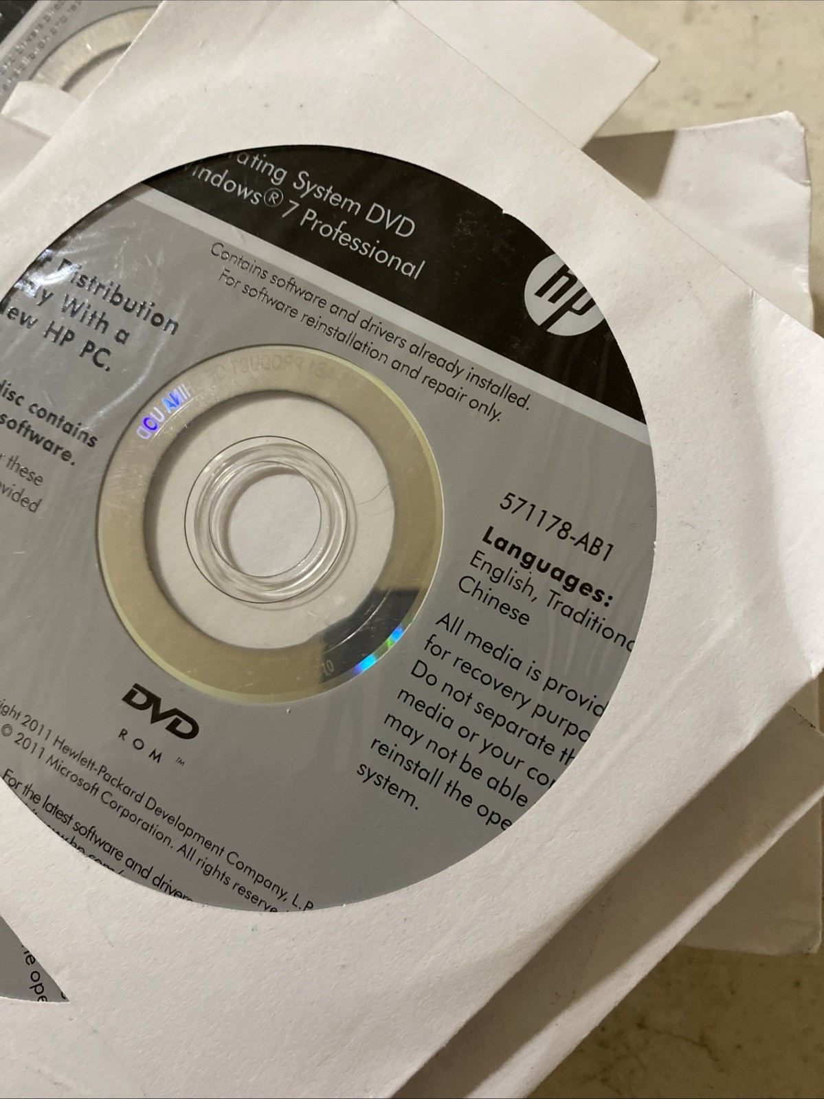HP Driver Recovery Windows 7 Professional 2011 64bit – SEALED!!!