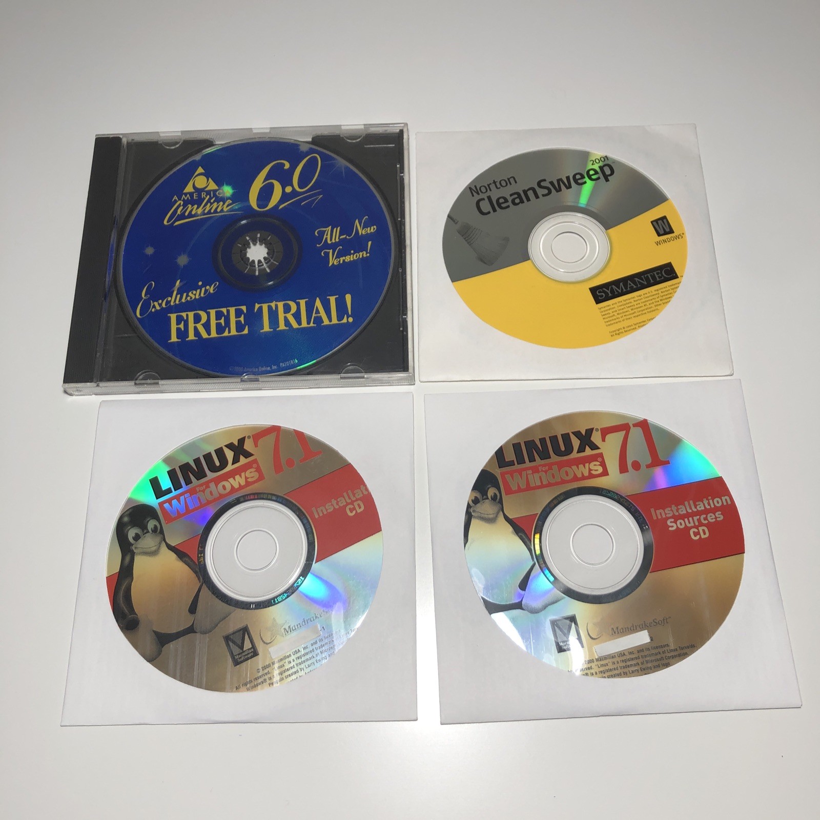 LINUX Mandrake 7.1 For Windows Installation Software sources CDs Norton 2001 AOL