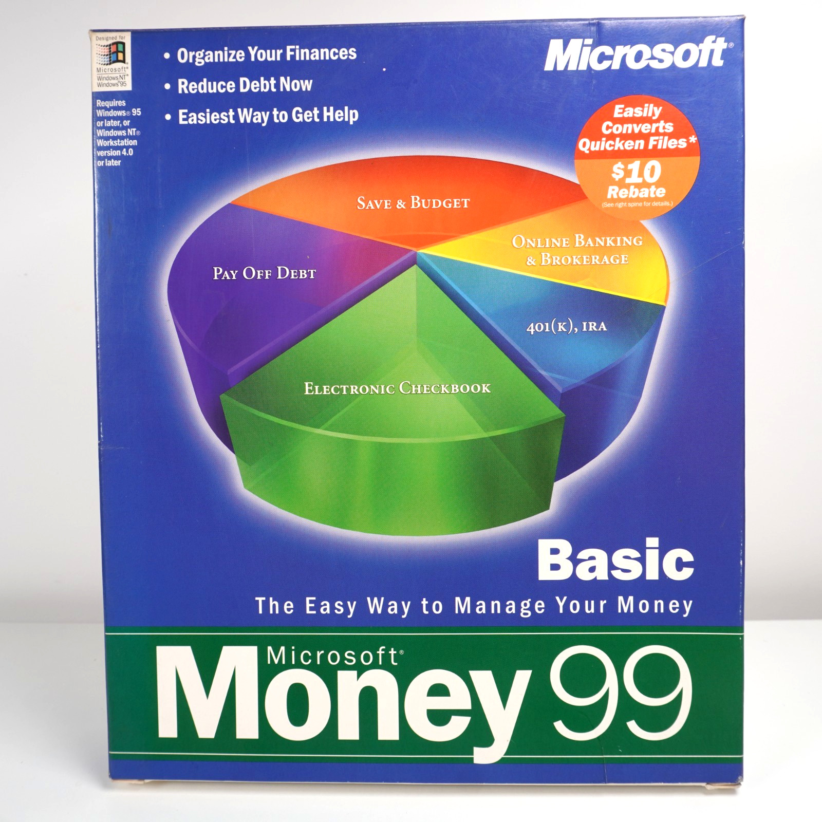 Microsoft Money 99 Basic English CD-ROM – For Windows 95 / NT – Complete Box