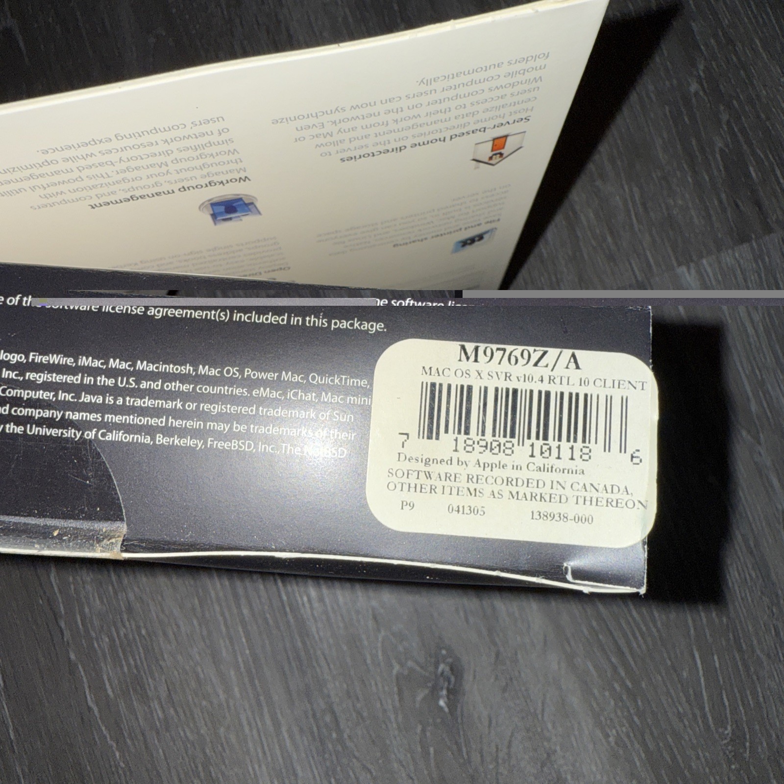 Apple Mac OS X Server 10.4 Tiger 10-Client w/2 LICENSES (M9769Z/A)