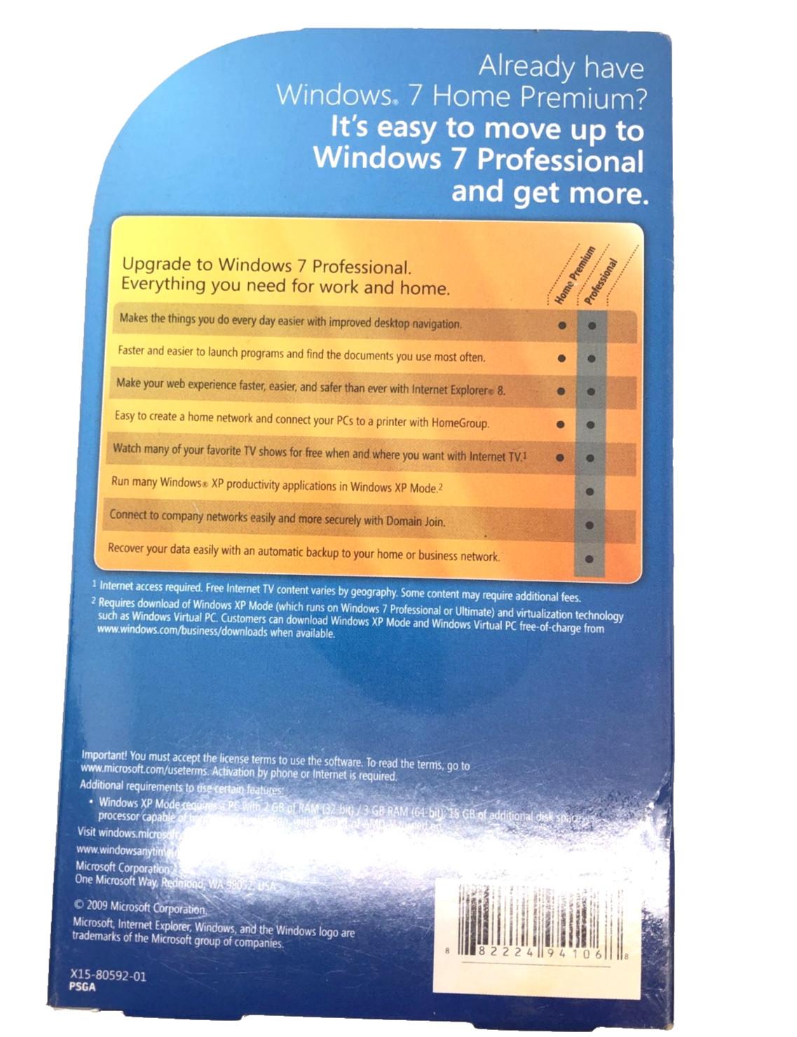SEALED New Microsoft Windows 7 Home Premium to Professional Upgrade OS Software