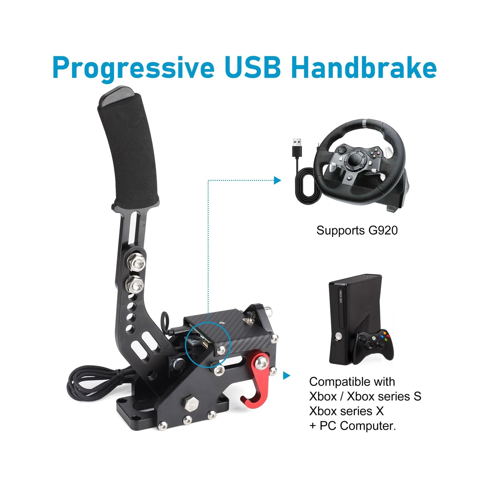 CNSPEED Upgrade 2-in-1 64 Bit USB Handbrake for G920 Compatible with Xbox/Xbo…