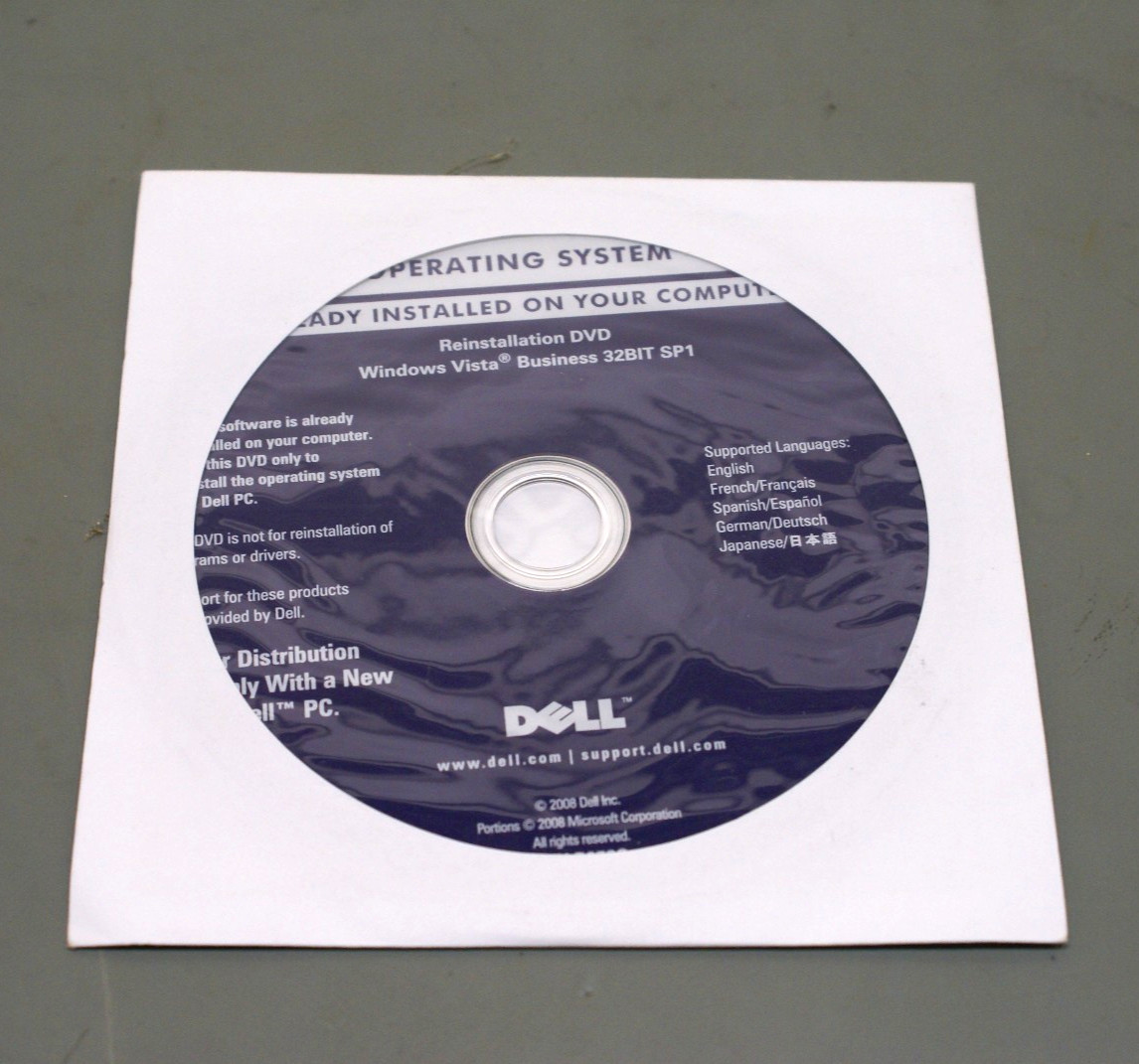 Dell Windows Vista Business 32Bit SP1 Reinstallation CD 1A