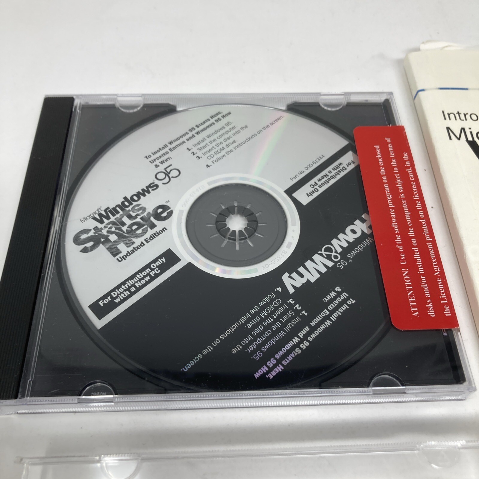 No Key for Parts Microsoft Windows 95 CD & Certificate & Start Here Tutorial
