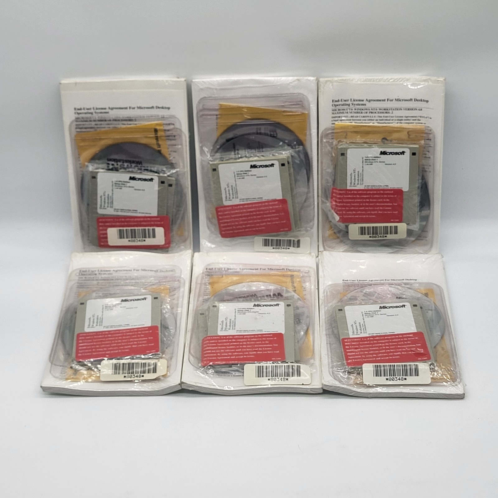 Lot Of 6 Sealed Microsoft Windows NT Workstation 4.0 OEM System Builder