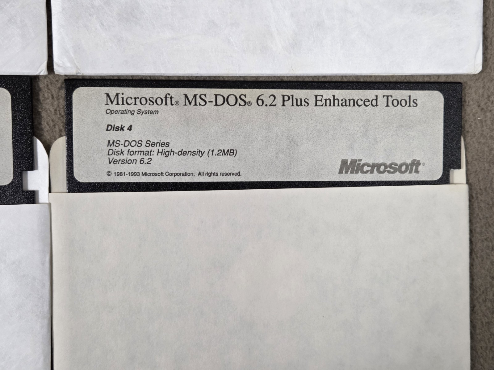 1983 Microsoft MS-DOS 6.2 OS Plus Enhanced Tools 5.25″ Floppy Disc Set Of 4