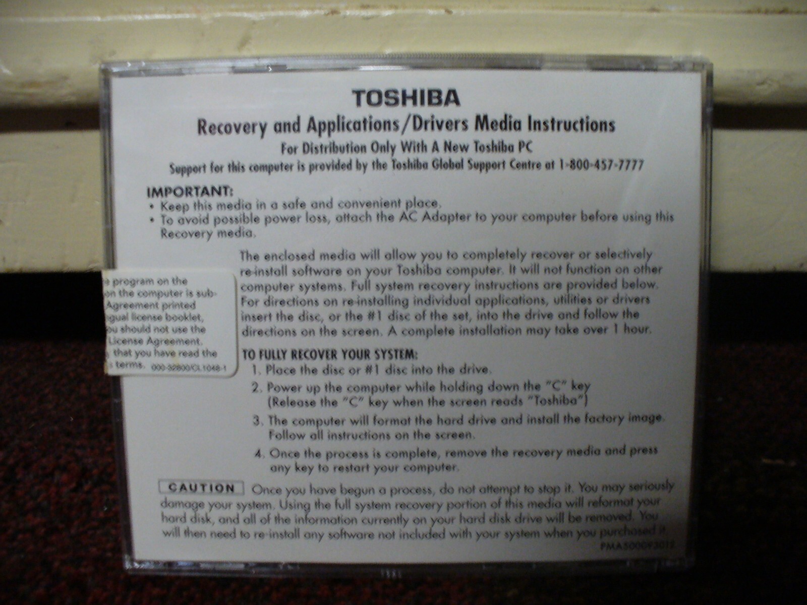 Toshiba Satellite L40/L45 Series Recovery CDs Windows Vista