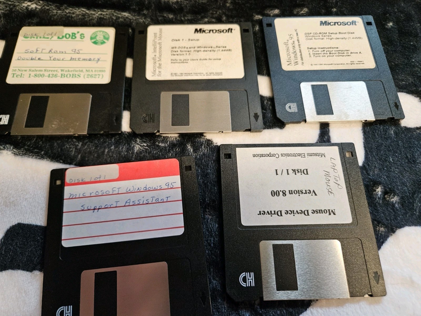 LOT 5 Disks – PLUS – MS Windows 95 CD-ROM Boot Disk – 3.5″ Floppy VINTAGE!