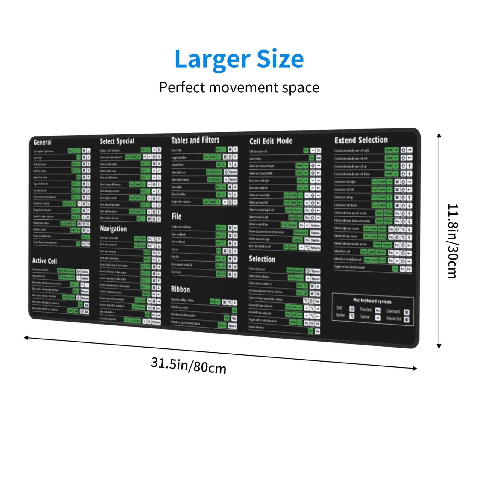 Computer Office Os Word Excel Shortcut Shortcuts Keys Mouse Pad XL Extended D…