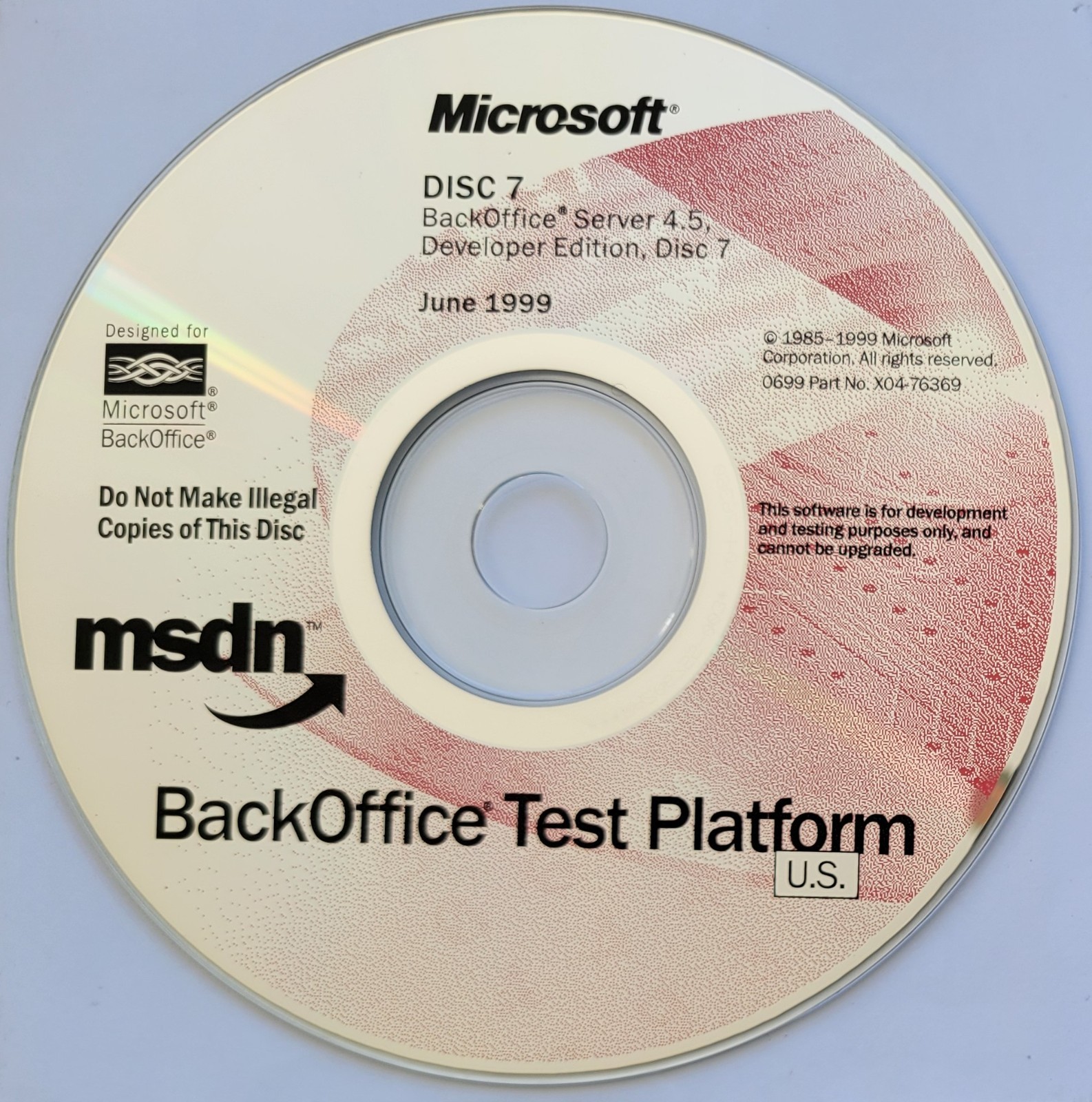 Vintage – Microsoft BackOffice Server 4.5 Developer Edition, 7 CDs, 1999