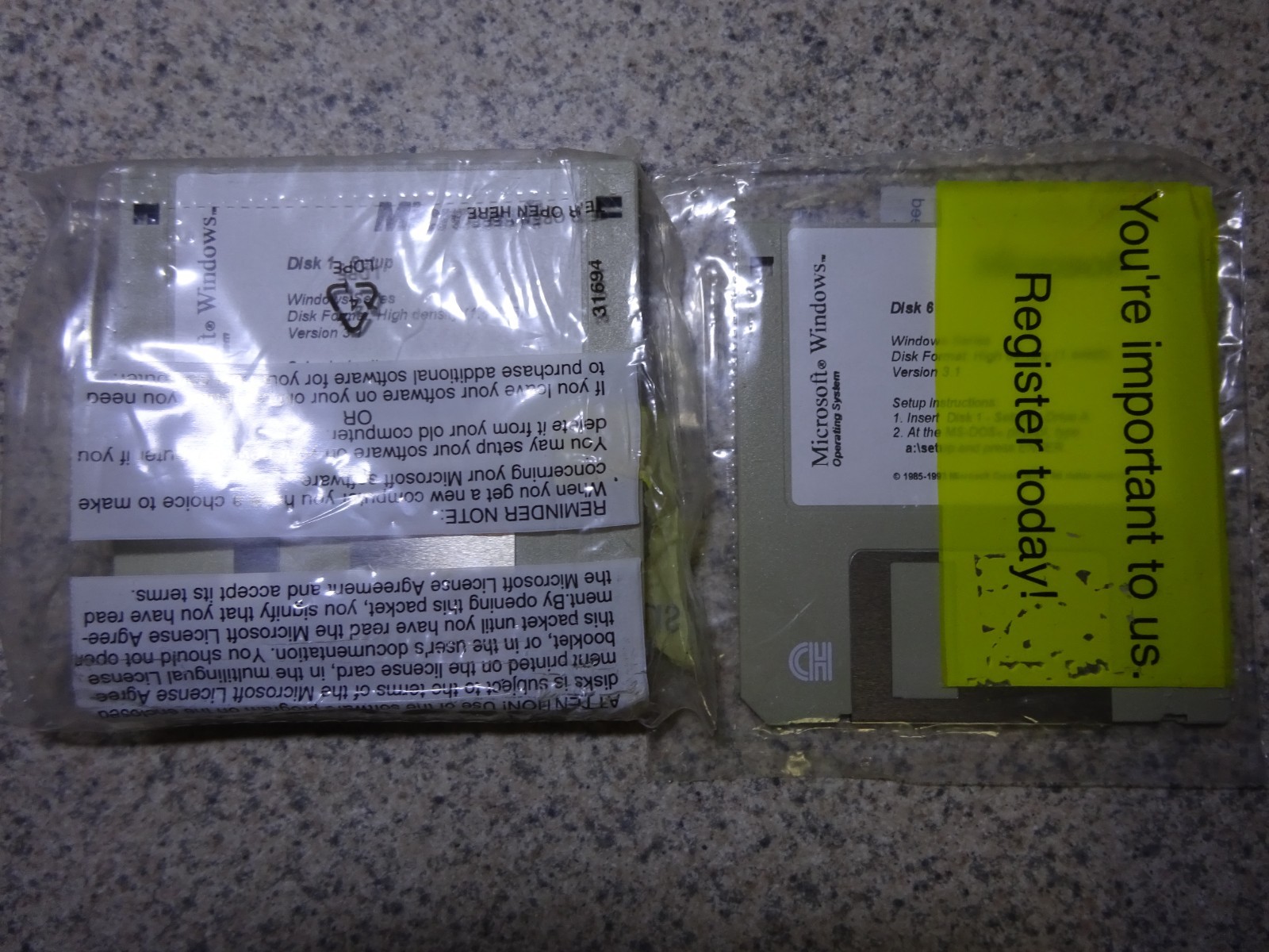 Microsoft Windows 3.1 3.5″ Floppy 6 disk set in Orignal Plastic