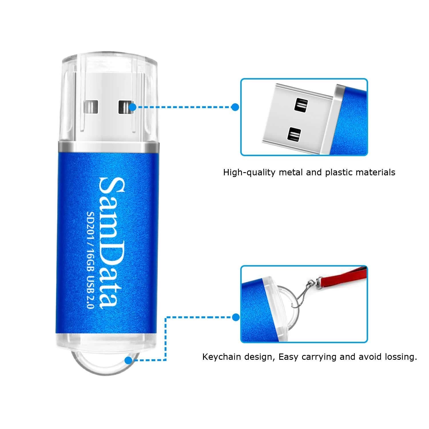 SamData 3 Pack 16GB USB 2.0 Flash Drive Thumb Drives Memory Stick, 3 Colors: …