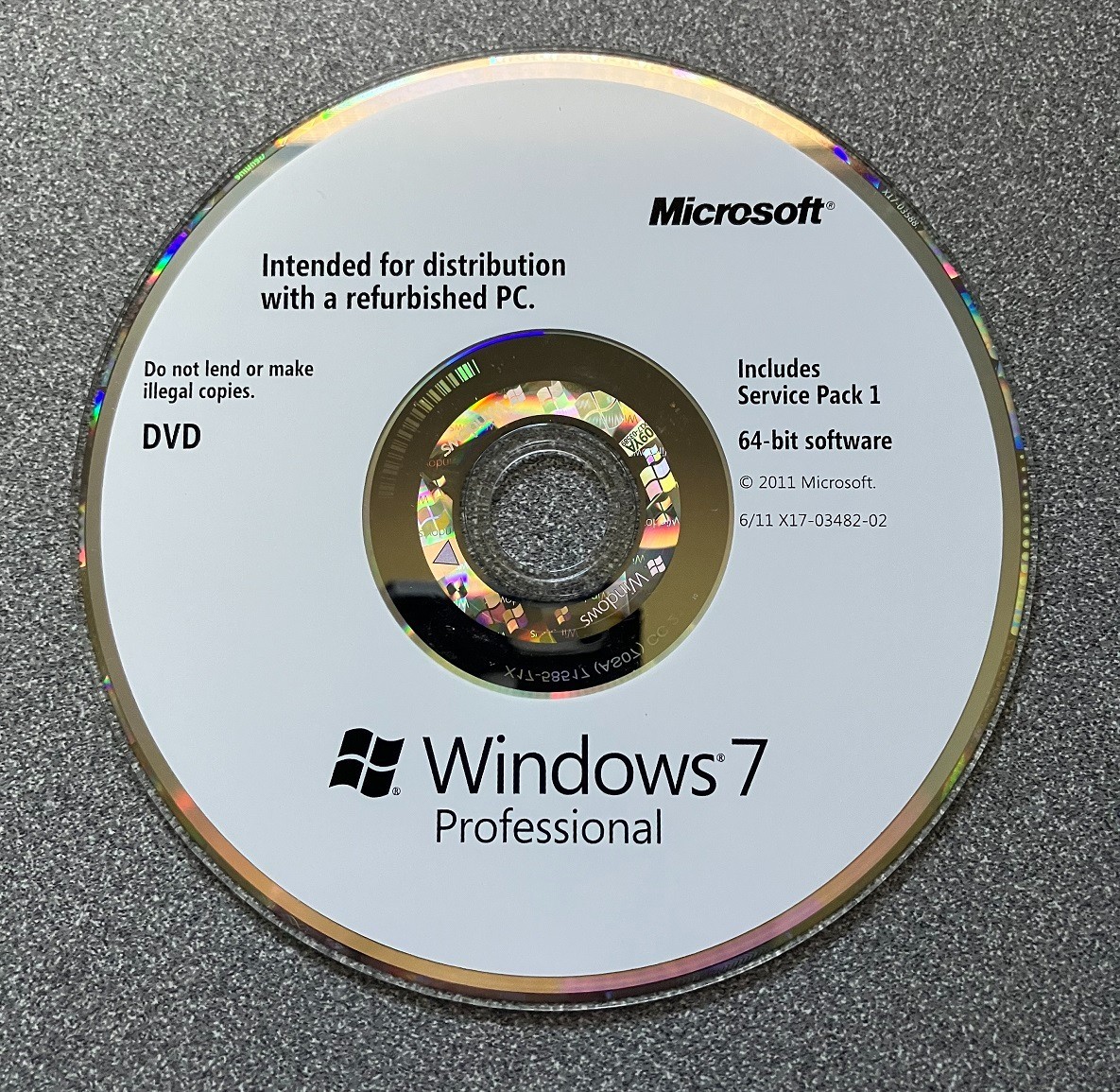 Microsoft Windows 7 Pro Professional SP1 64-Bit DVD & Product Key