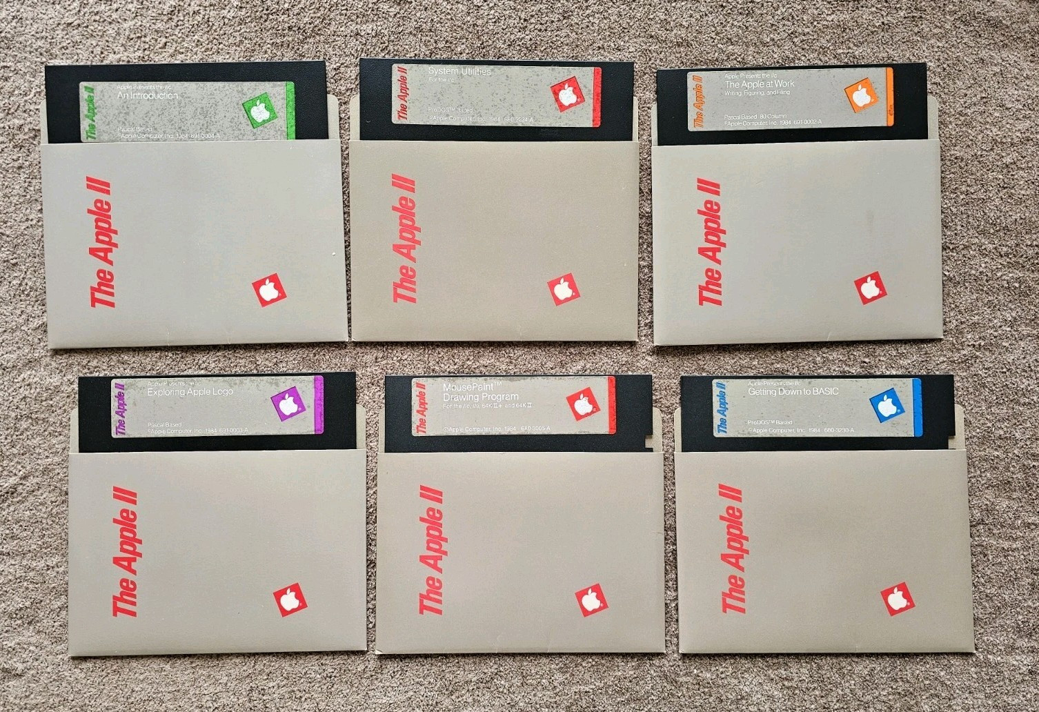 Apple IIc System Utilitites MousePaint &More ~ Set of 6 1984 Floppy 5.25″ Disks