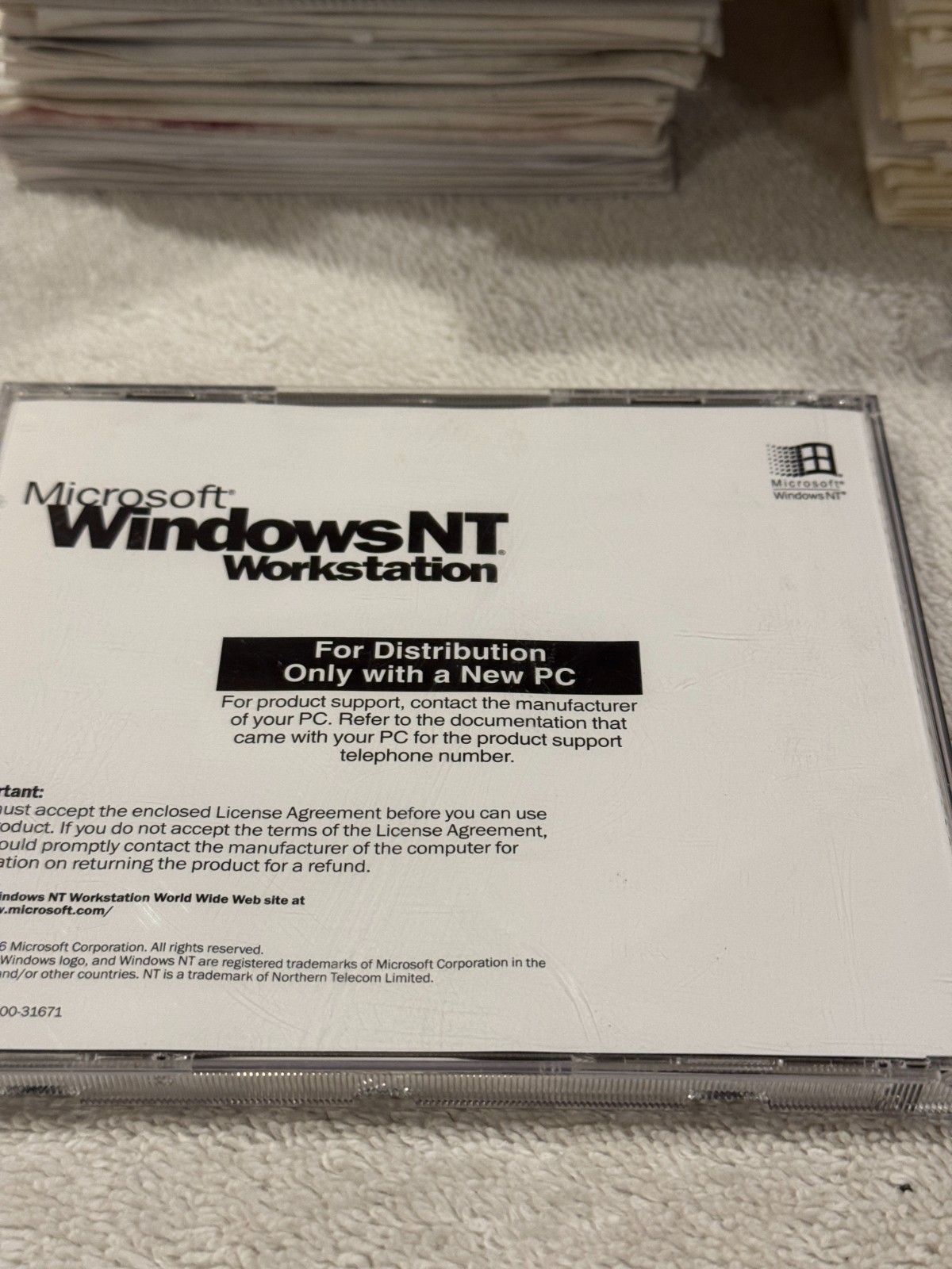 Microsoft Windows NT 4.0 Workstation – ACTIVATION CODE NOT INCLUDED!!!!