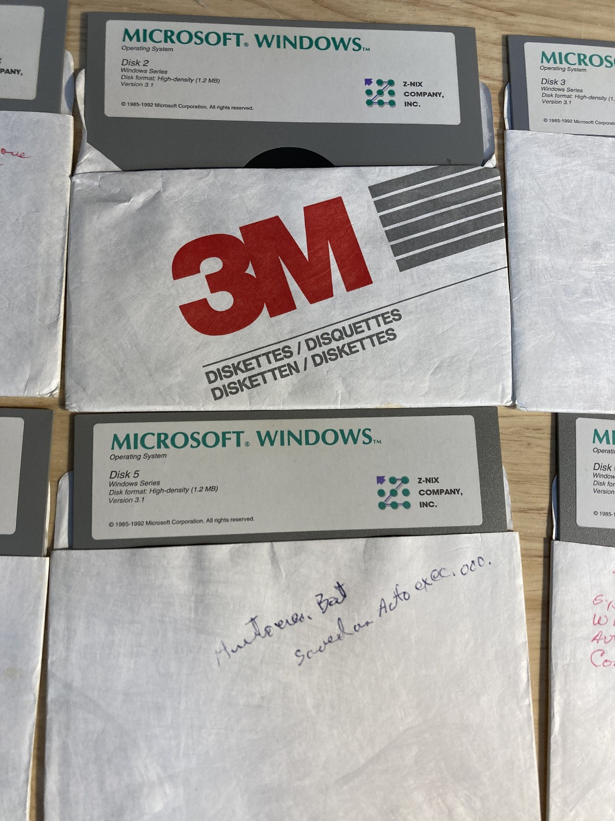 Microsoft Windows 3.1 5.25in Floppy Set Disks 1 to 7 1.2MB HD Z Nix OEM