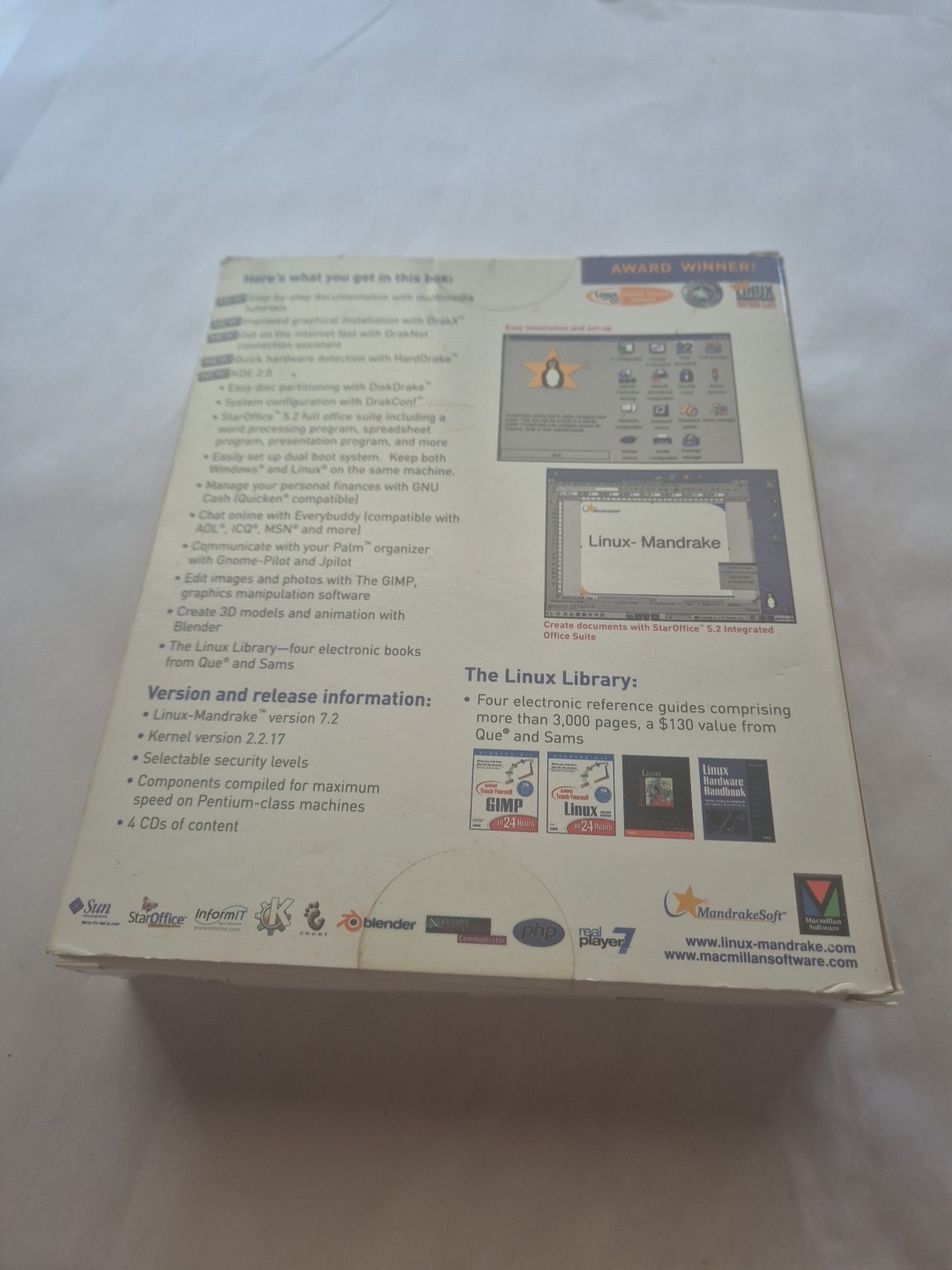 Linux Mandrake 7.2 Deluxe 2001 Operating System Software Big Box 7 CD’S Manuals