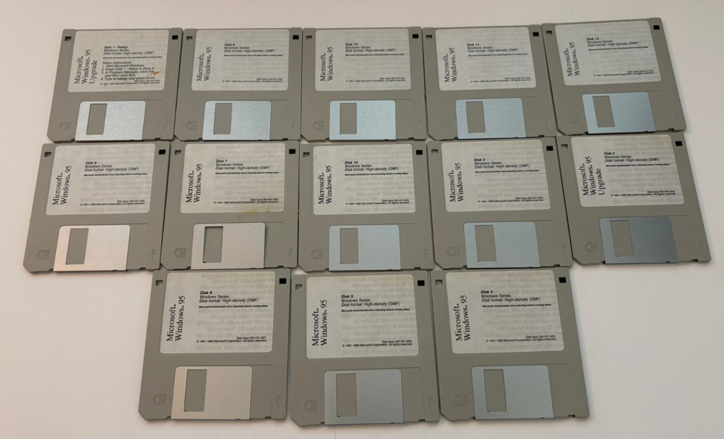 Microsoft Windows 95 Upgrade for Windows and DOS 3.5” Floppy Disks – Read Desc