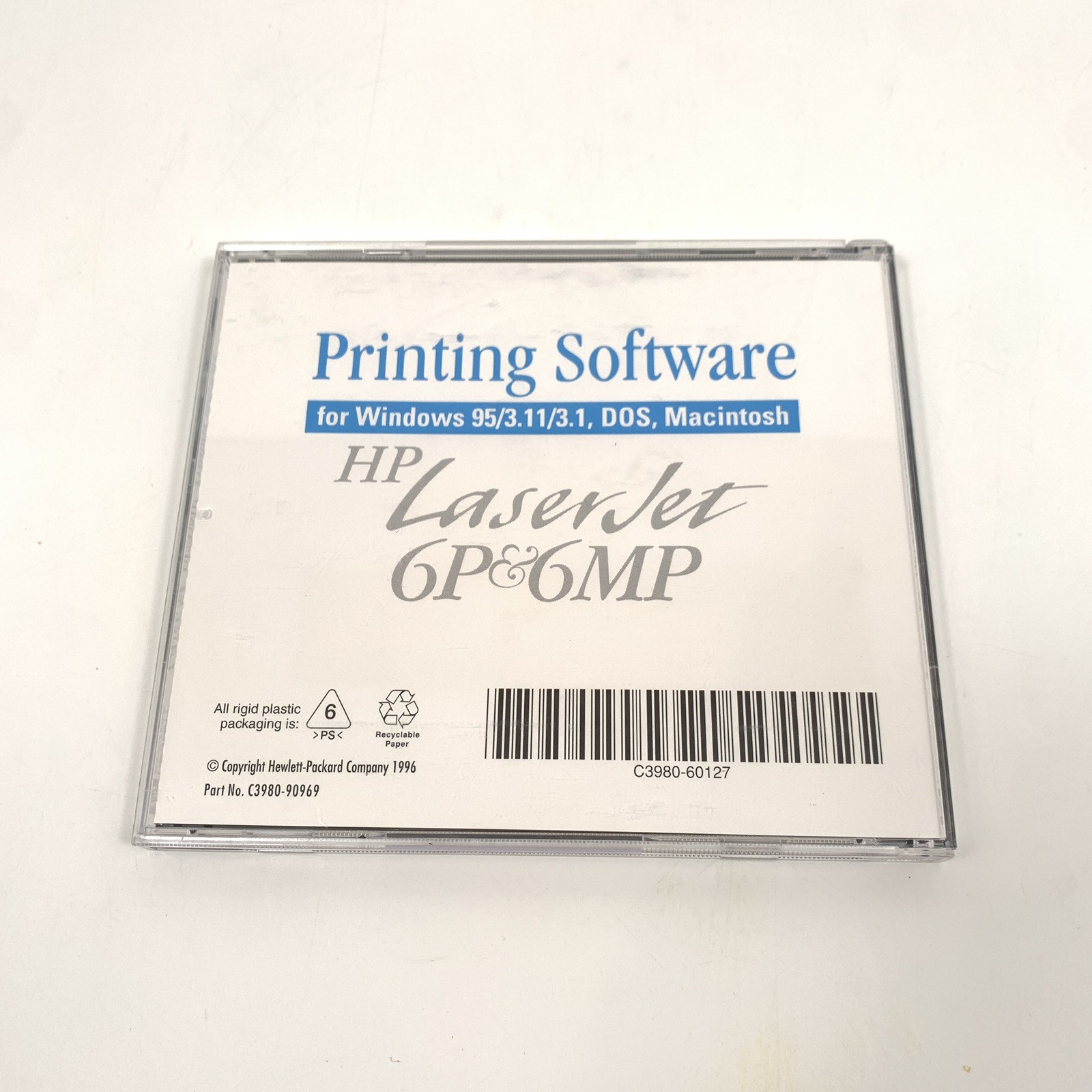 HP LaserJet 6P & 6MP Printing Software CD-ROM Windows 95/3.11/3.1 DOS Macintosh
