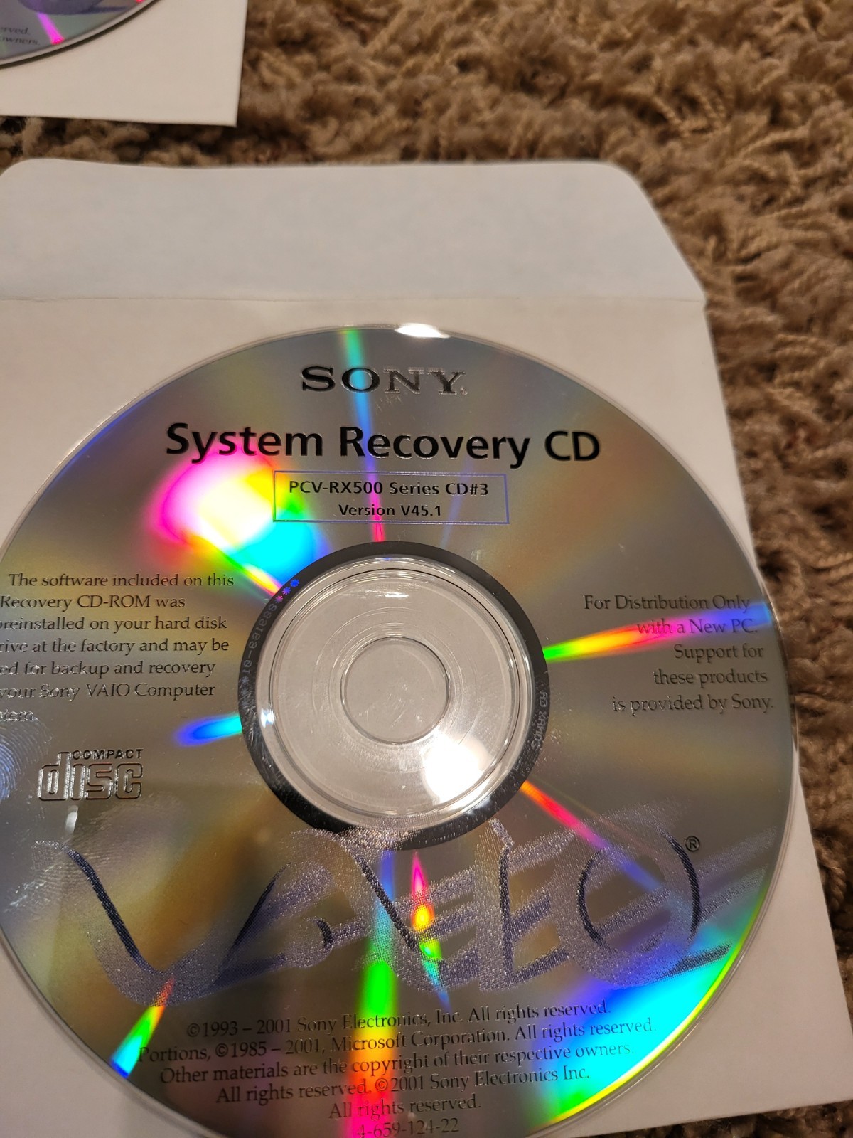 Sony VAIO PCV-RX500 System Recover Disc Set