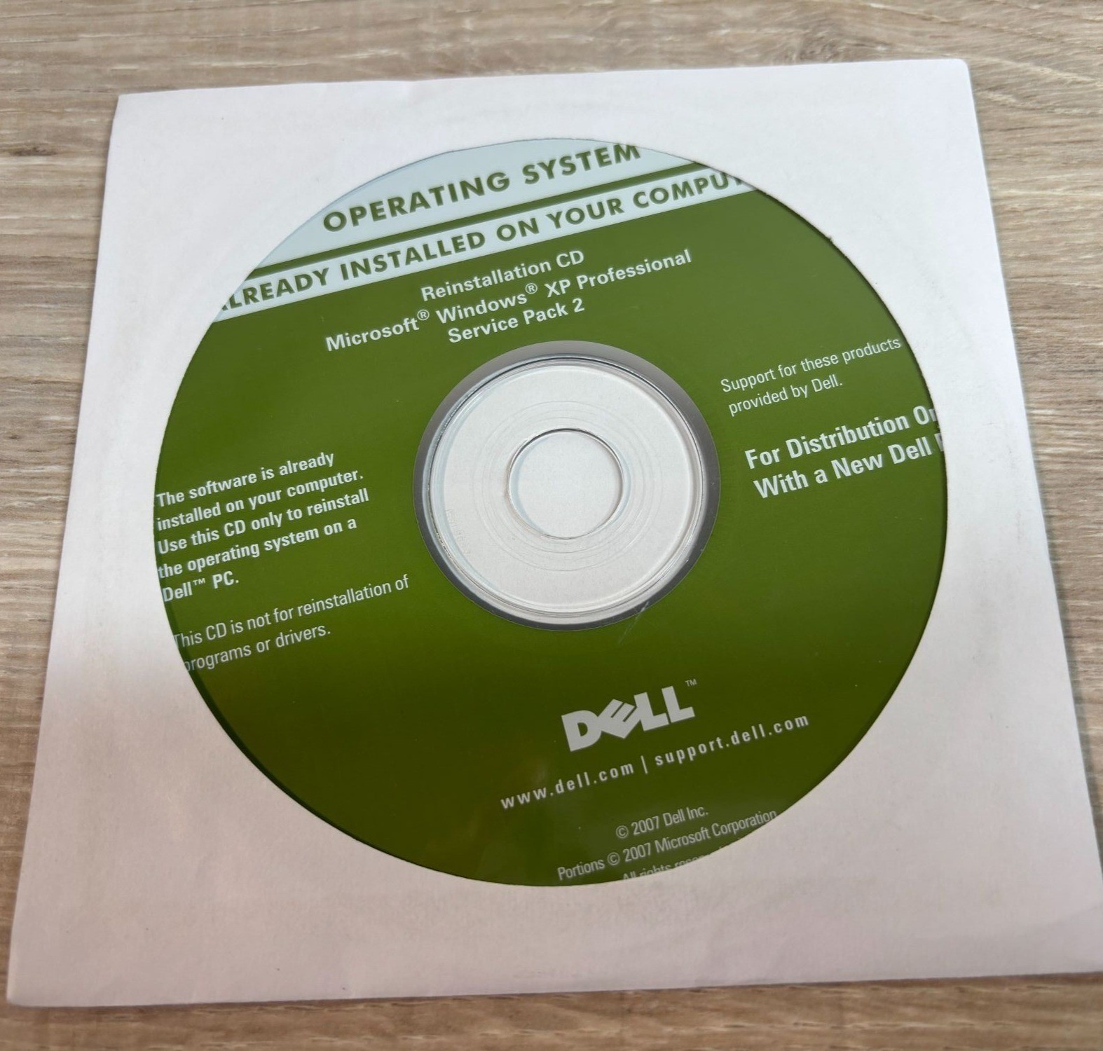 Microsoft Windows XP Professional SP2 Dell Reinstallation CD