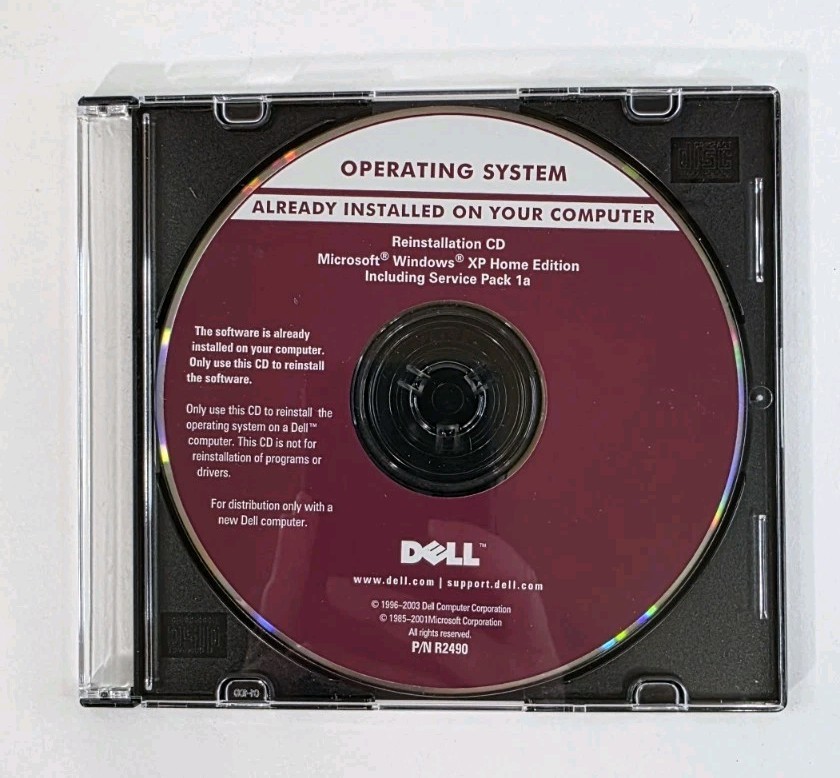 Microsoft Windows XP Home Edition Service Pack 1 SP1 DELL Reinstallation CD Disk