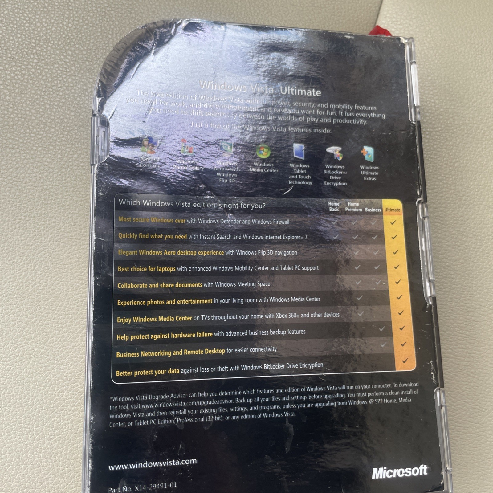 MS Windows Vista Ultimate Upgrade 32 & 64 Bit Genuine Retail Version 2-Discs