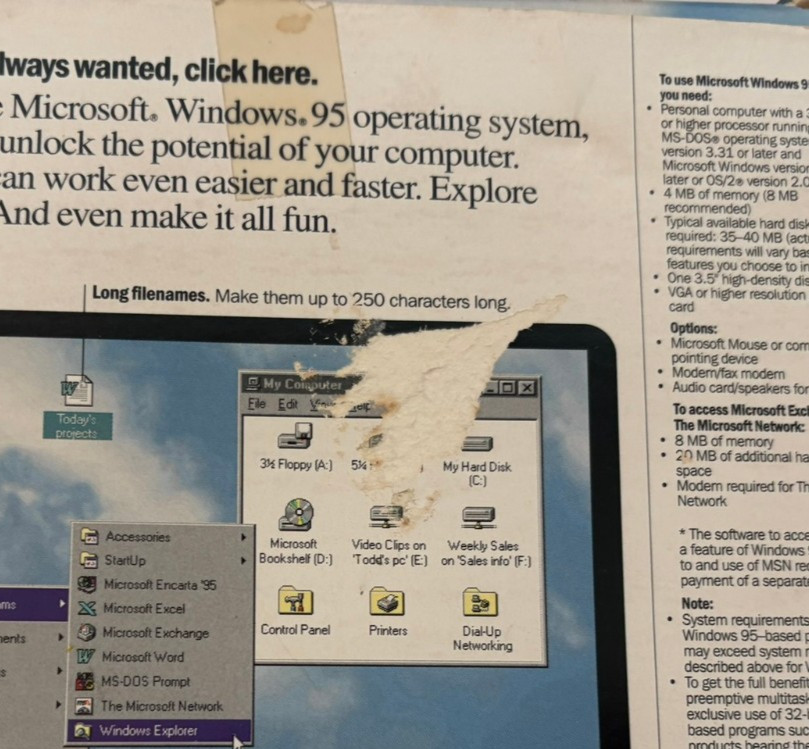 Microsoft Windows 95 Upgrade for Windows and DOS 3.5” Floppy Disks – Read Desc