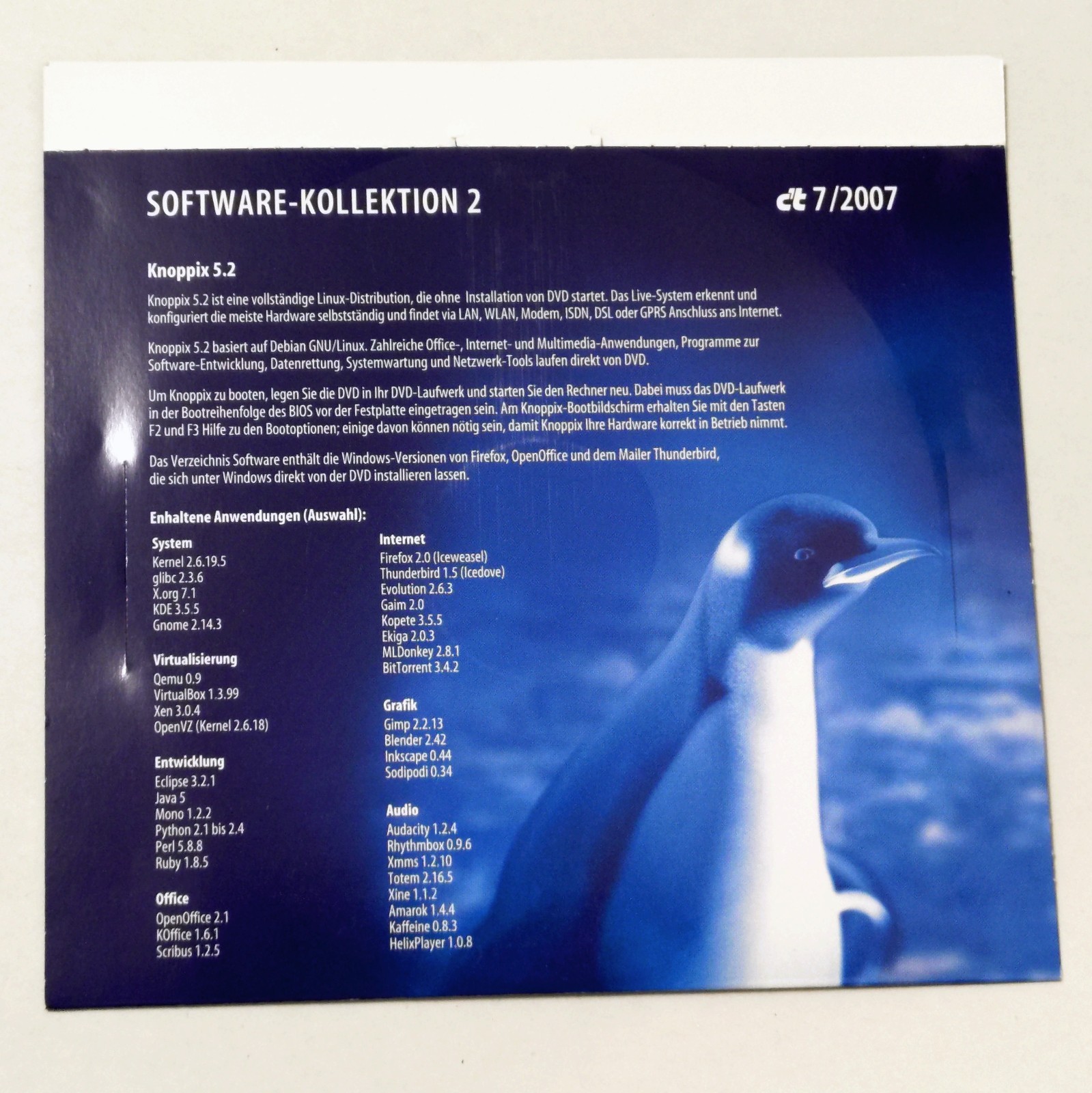 Vintage Linux DVD – Knoppix 5.2 – c’t Magazine – 7 / 2007 – Software Collection 2