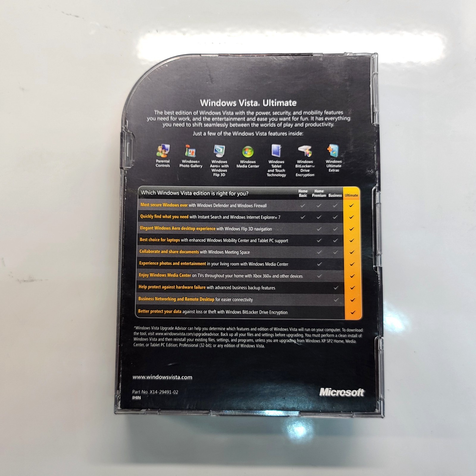 Microsoft Windows Vista Ultimate Upgrade SP1 32 & 64-bit Sealed