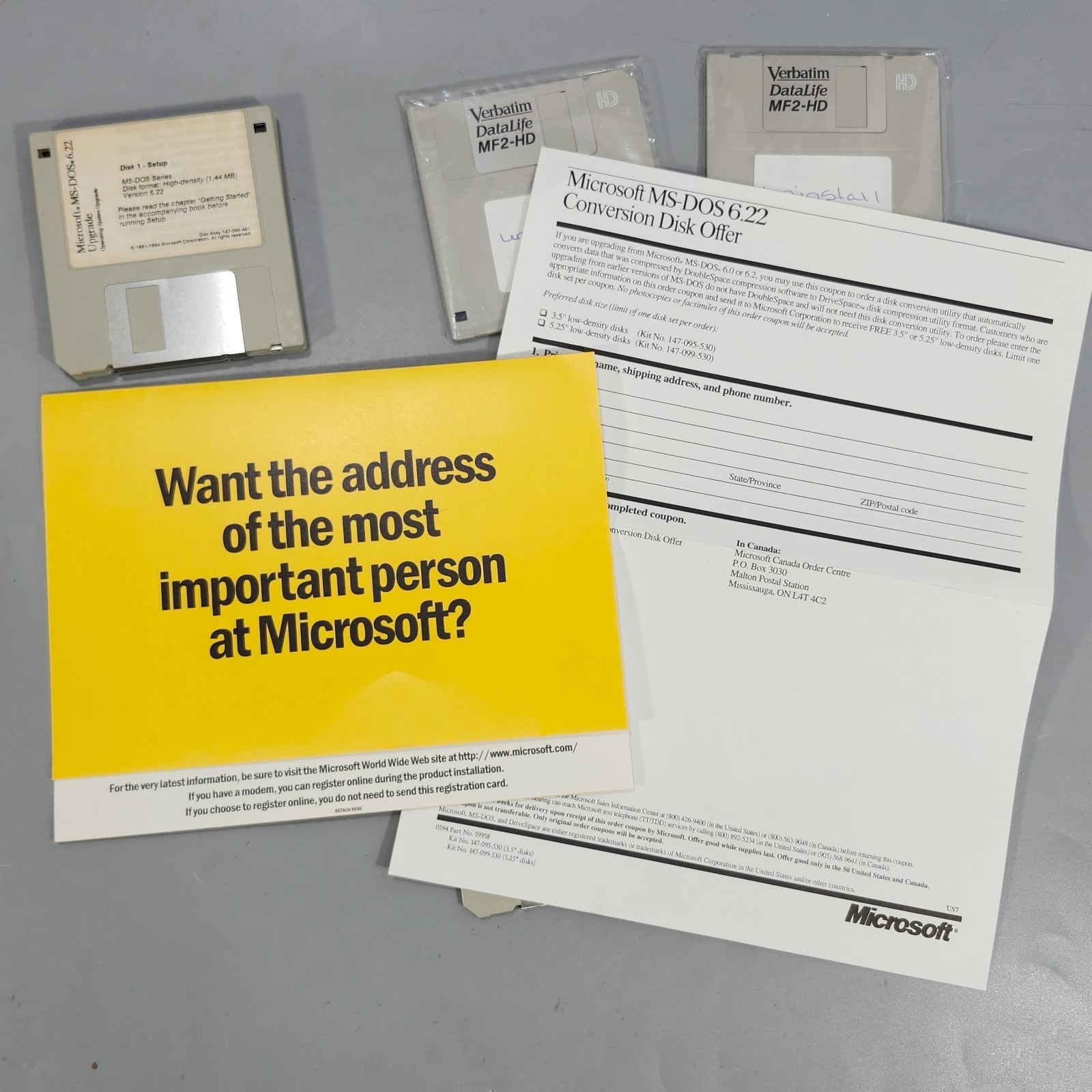 Microsoft MS DOS 6 and 6.22 Upgrade VTG Operating System Software 3.5 Disks Plus
