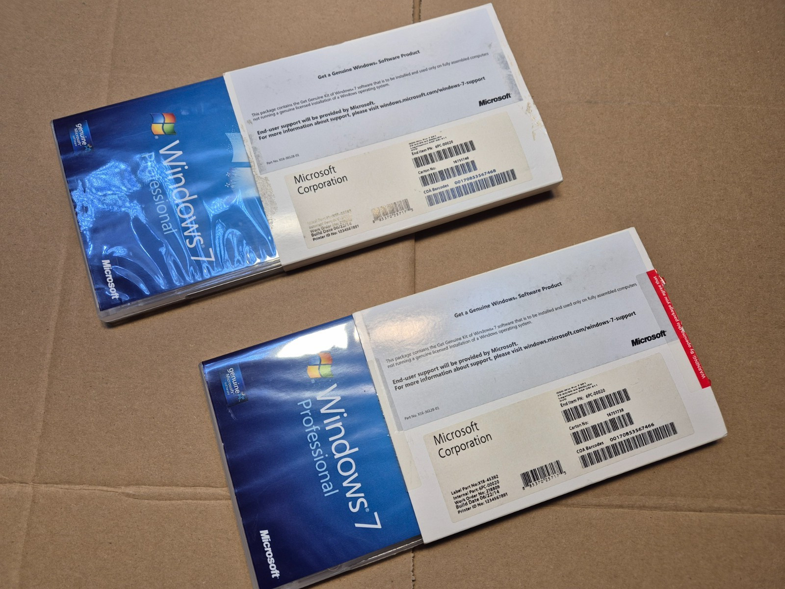 2 pcs Windows 7 Professional 32/64 Bit Full Version for Windows NO CD KEY