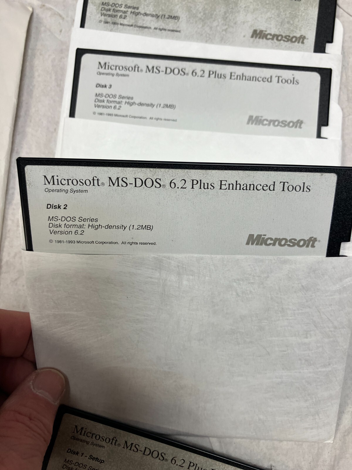 Microsoft MS-DOS 6.2 OS Plus Enhanced Tools 5.25″ Floppy Disks 1-4