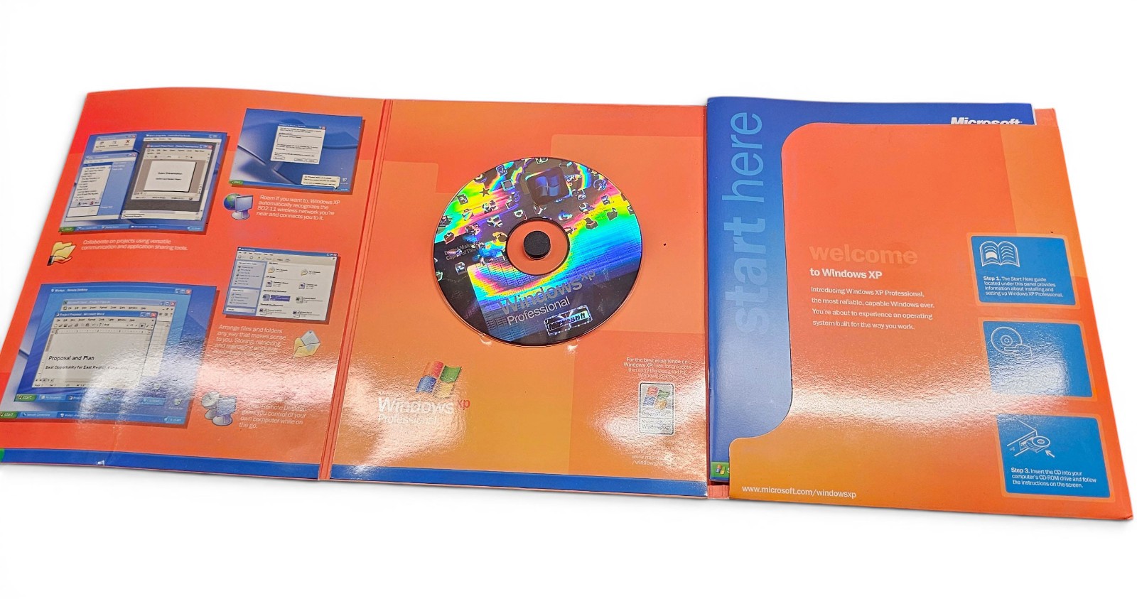 Microsoft Windows XP Professional V. 2002 CD Disk, Binder, Books, Key