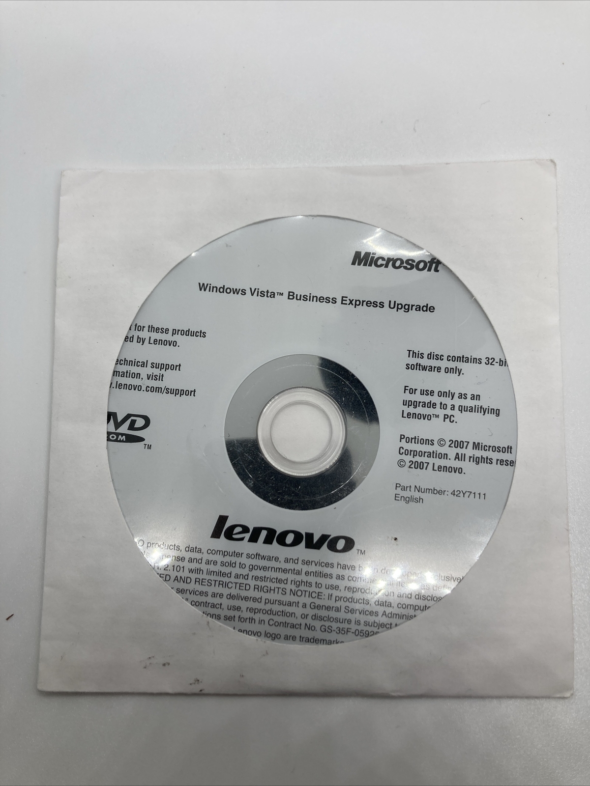 Windows Vista Business Express Upgrade Software W Product Key for LENOVO PC
