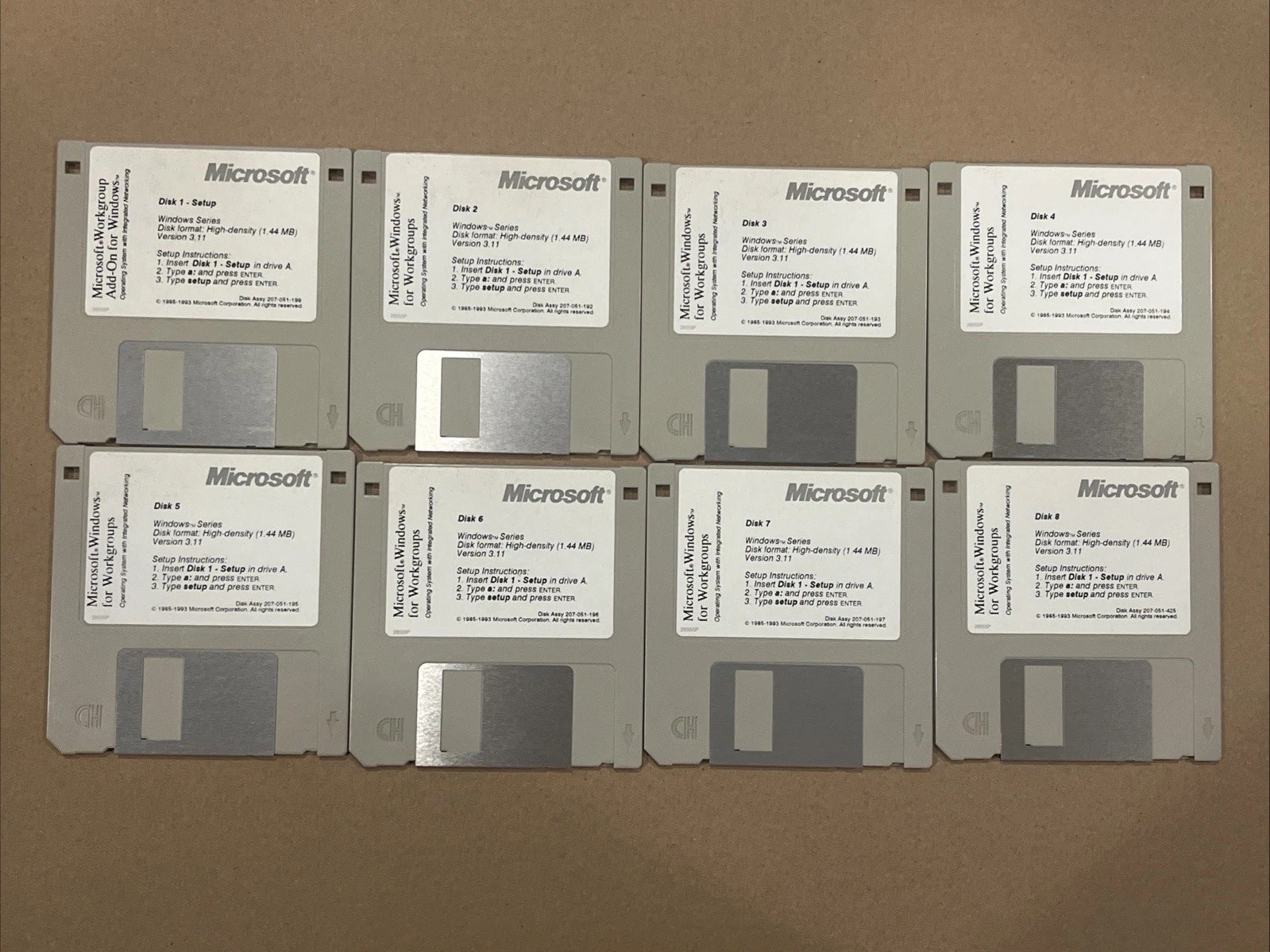 Microsoft Windows for Workgroups v3.11 8 Floppy Disks 1993