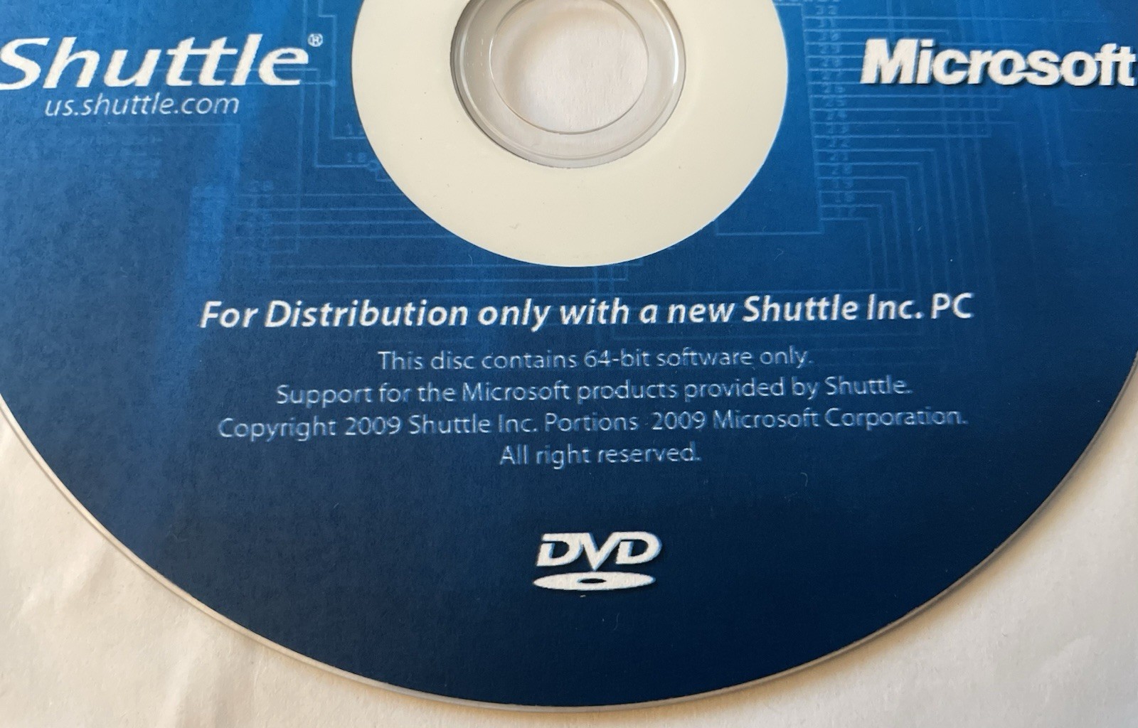 Microsoft Windows 7 Professional For Shuttle PC Mini Computer 64 Bit DVD