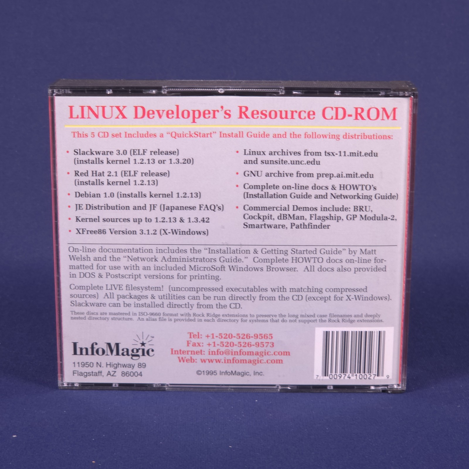 Linux Developer’s Resource (5-CD ROM Set, 1995) Slackware 3.0 Red Hat Debian