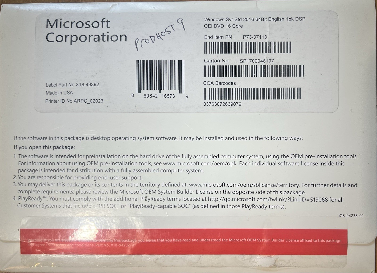 Lot of 7 Microsoft Windows Server 2012 R2 & 2016 OEM DVD Media Used AS-IS
