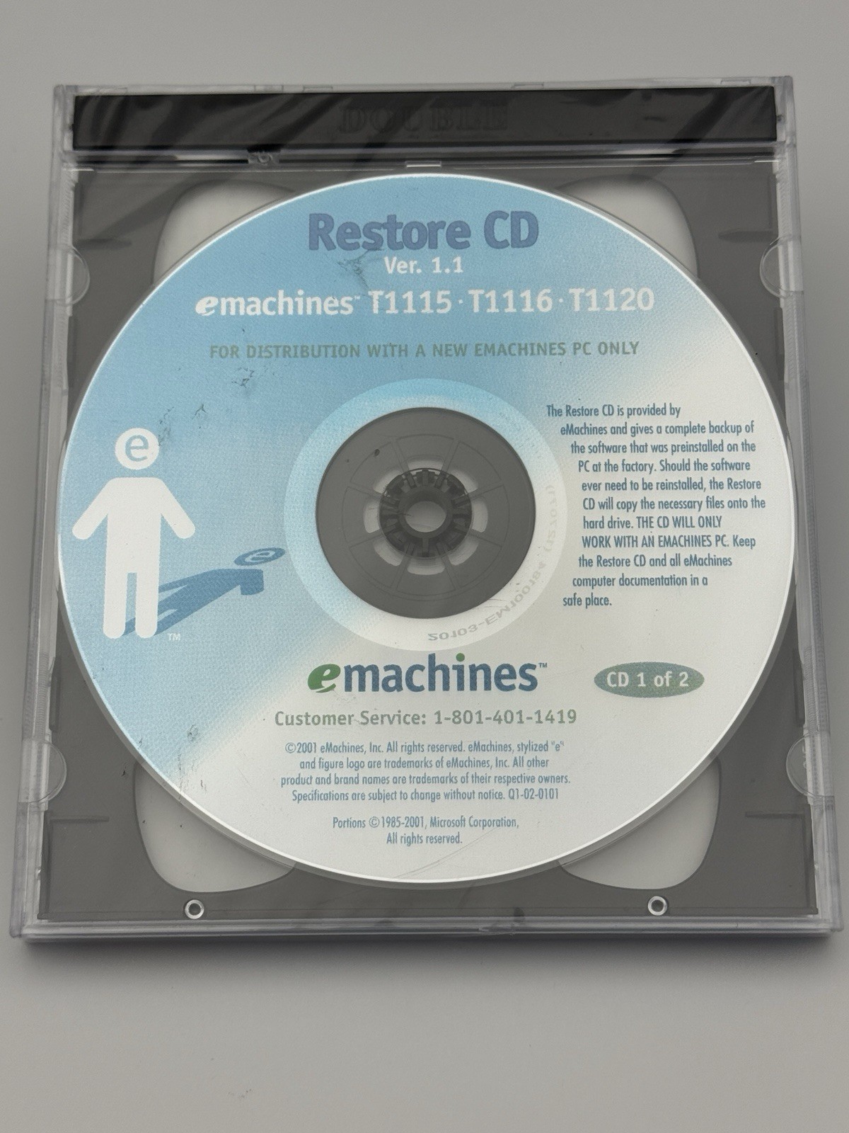SEALED Vintage Restore CD V1.1 emachines Desktop PC T1115-T1116-T1120