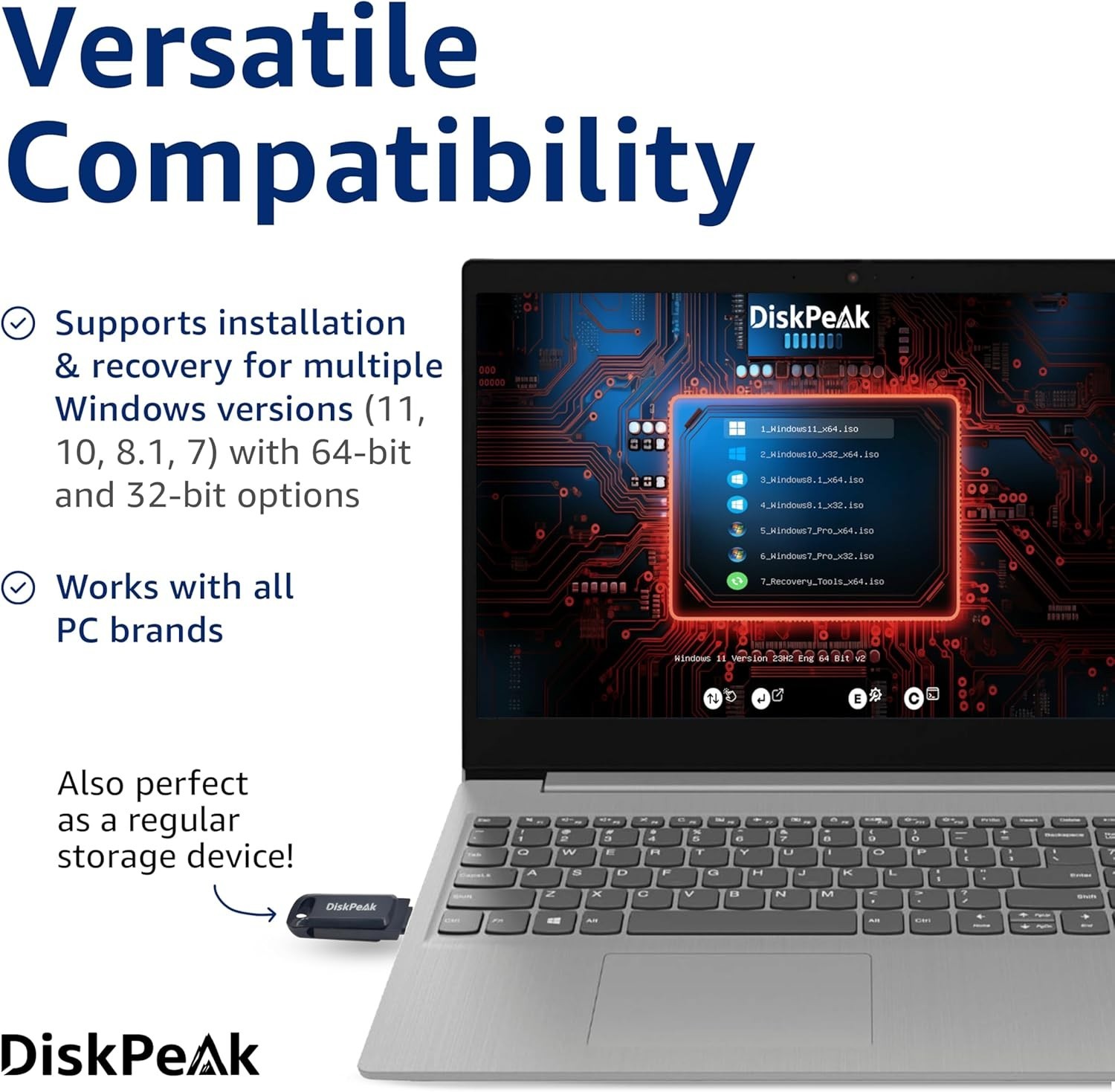 Dual Connector 64GB USB Drive – Bootable Windows Installer for PCs & Laptops