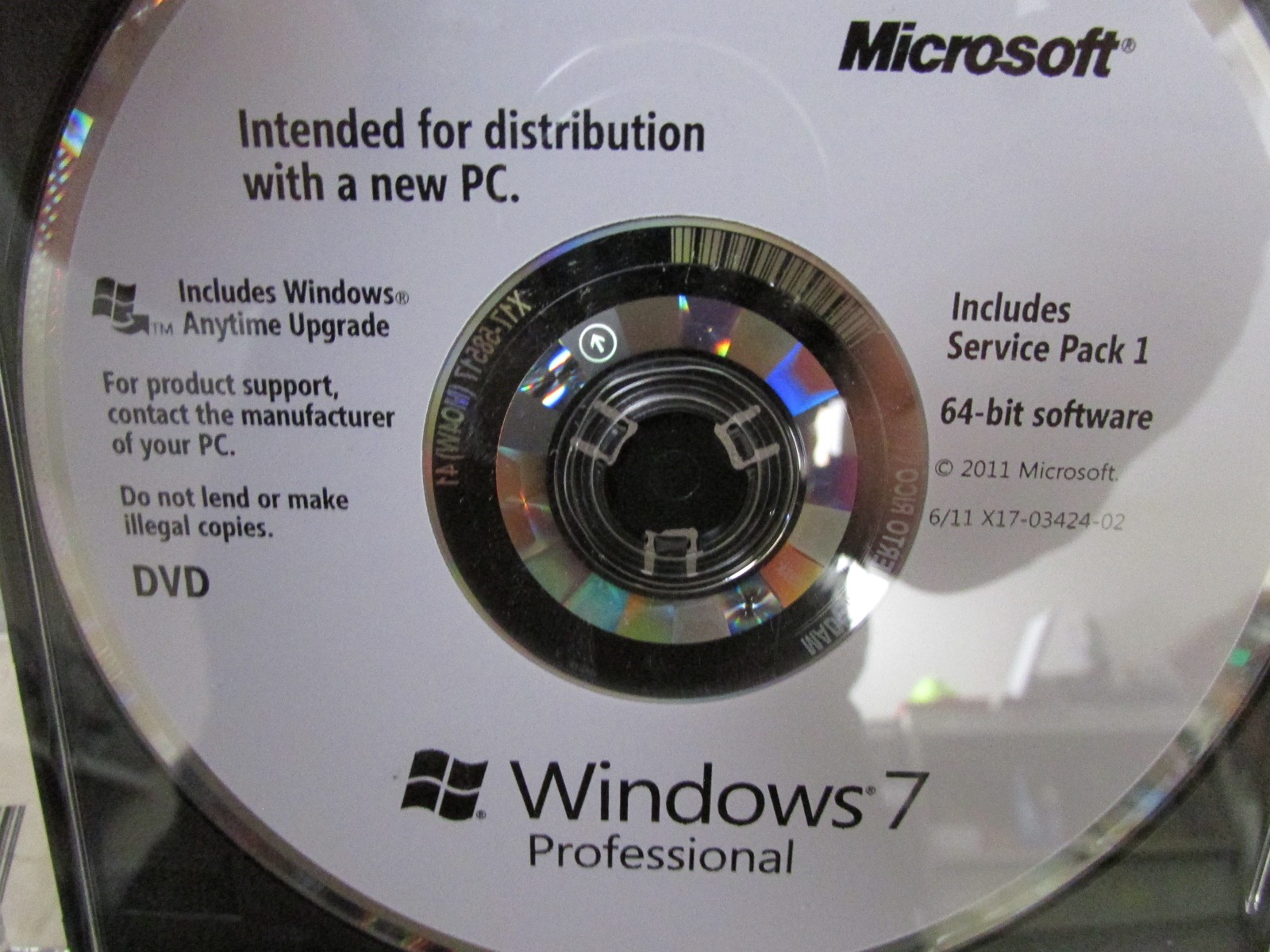 Microsoft Windows Win Pro 7 SP1 X64 English
