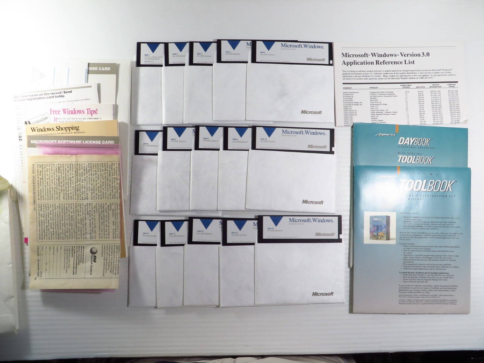 Vintage Microsoft Windows OS 3.0 DOS – 5.25″ 5 1/4” Floppy Software PC, 15 Discs