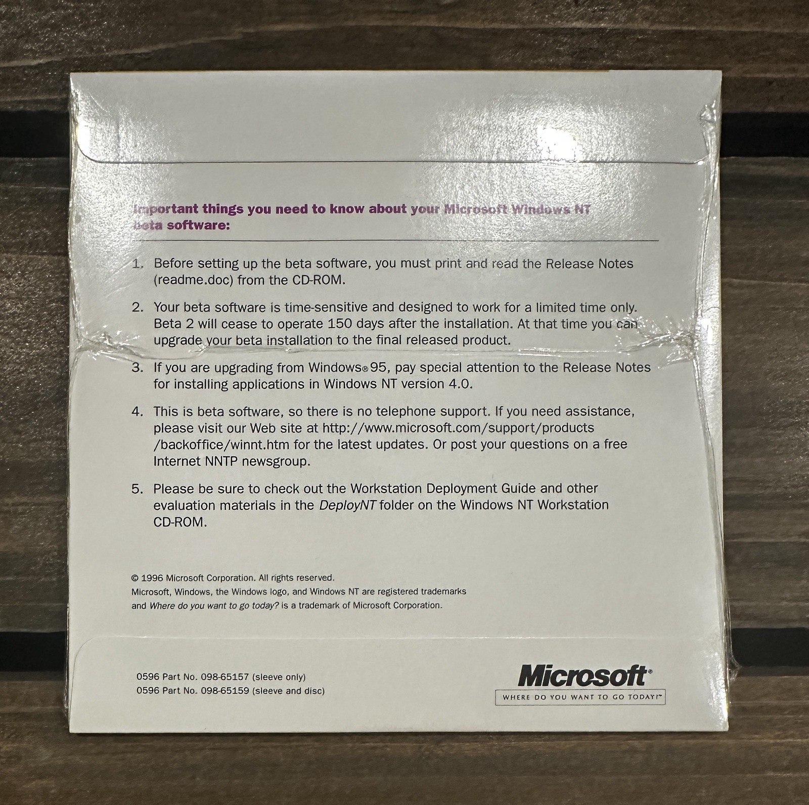 RARE Sealed Microsoft Windows NT Workstation Beta2 1996 CD 💿 Vintage Computer
