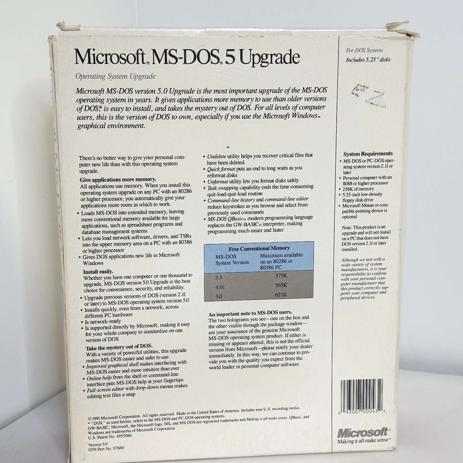 Microsoft MS-DOS 5 Operating System Upgrade 5.25″ Disks & Manuals Vintage 1991