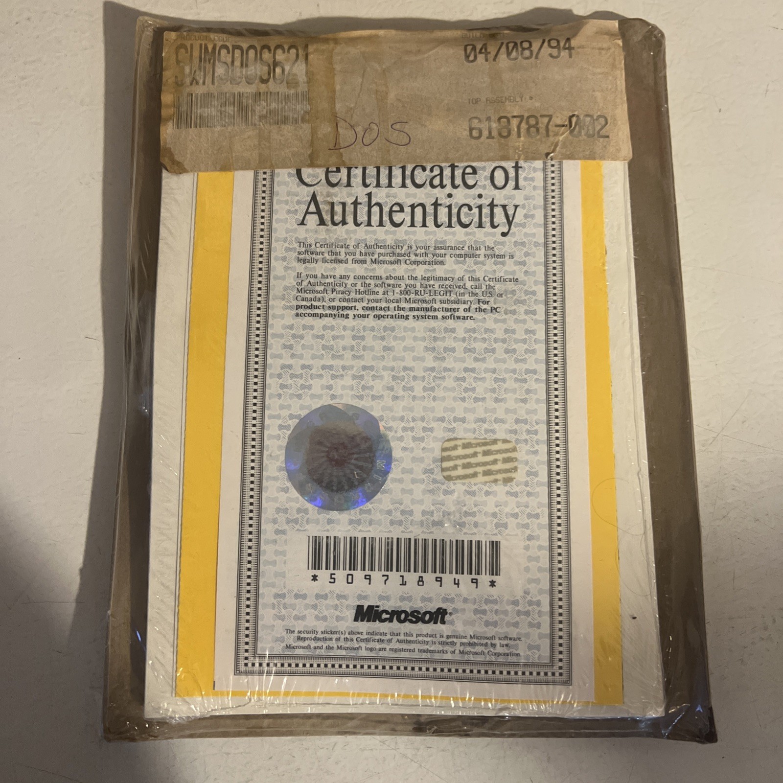 Microsoft MS DOS 6.21 w/COA and 3 1/2″ Diskettes NEW UNOPENED SEALED