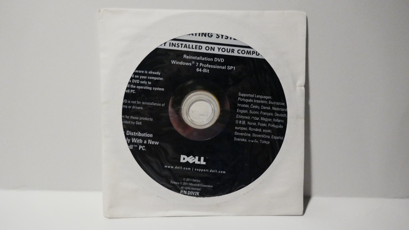 Dell Reinstallation DVD Windows 7 Professsional Sp1 No Product Key