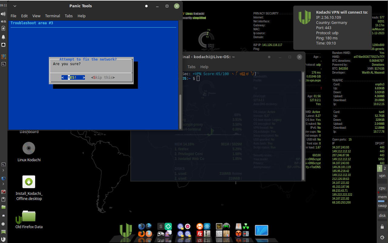 Kodachi Linux 8.27 Bootable USB Drive – 8GB UEFI/LEGACY Network Anonymously