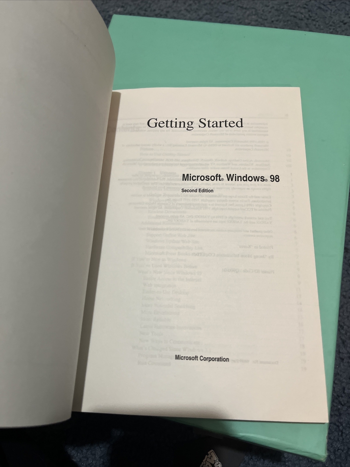 Microsoft Windows 98 Second Edition Getting Started CD Manual (NO CD)