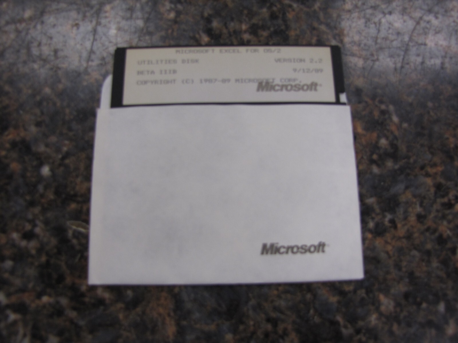 1989 Microsoft Excel for OS/2 Utilities 5.25” Floppy Disk Ver 2.2 Beta IIIB